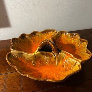 Vintage three section serving platter fall style Cal original 895 ceramic